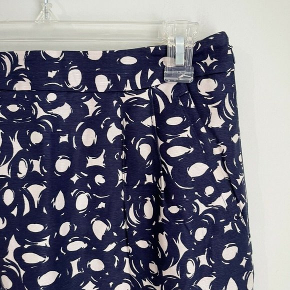 Boden Blue Circle Print Linen Blend Lined Pencil Skirt with Pockets - Picture 4 of 6